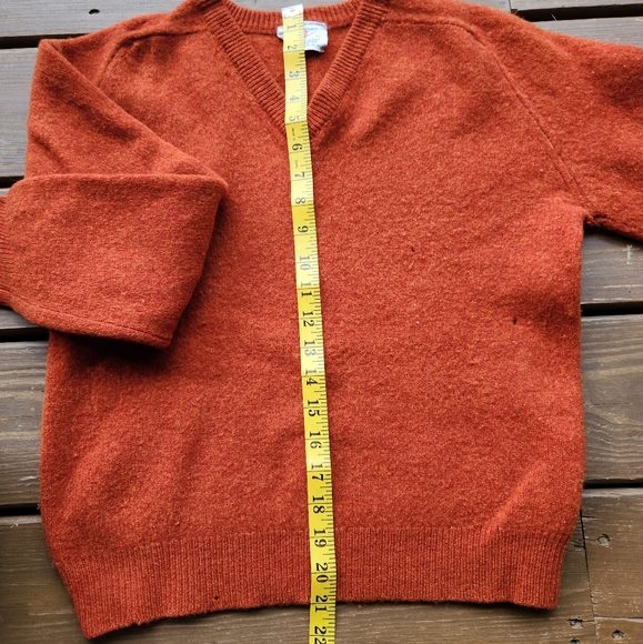 BYFORD Vintage 100% Wool V-Neck Sweater, Orange, Womens Size Medium - Picture 5 of 9